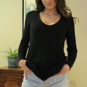 Black V-Neck Knit Sweater